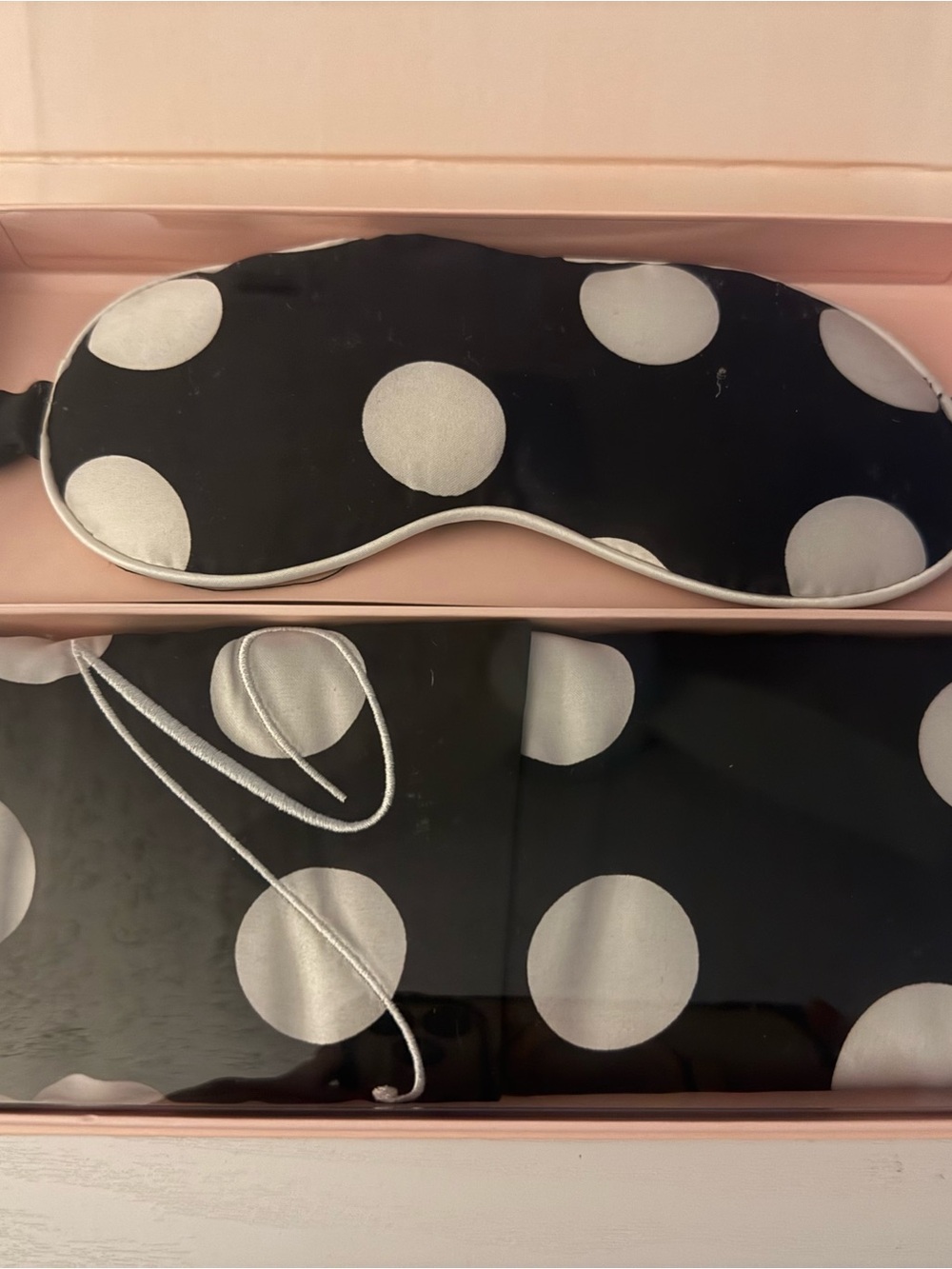 Polka Dot Satin Sleep Mask & Black & White Polkadot Pillowcase